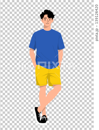 Young Man in Casual Summer Outfit Standing Flat Illustration Character Young Man in Casual Summer Outfit Standing Flat Illustration Character 139126420