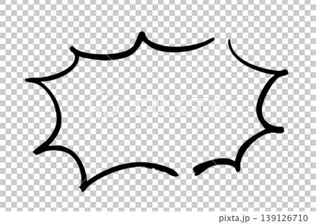Hand-drawn style emphasis speech bubble, simple frame for manga dialogue, easy-to-use impact bubble material with rough line art. Hand-drawn style emphasis speech bubble, simple frame for manga dialogue, easy-to-use impact bubble material with rough line art. 139126710