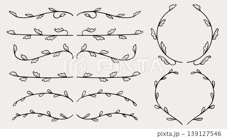 Floral Divider Line Drawing and Wreath Wedding Save the Date Decor.Vector Illustration Floral Divider Line Drawing and Wreath Wedding Save the Date Decor.Vector Illustration 139127546