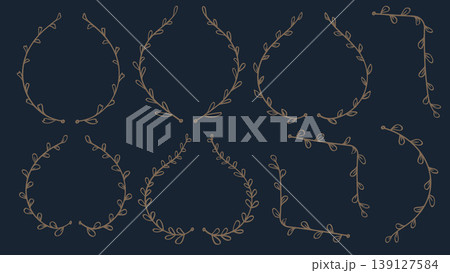 Gold Hand Drawn Botanical Borders with Vintage Floral Elements.Vector Illustration Gold Hand Drawn Botanical Borders with Vintage Floral Elements.Vector Illustration 139127584