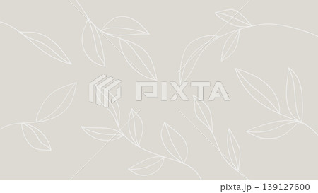White Leaves Line Drawing Isolated on Gray Background.Vector Illustration 139127600