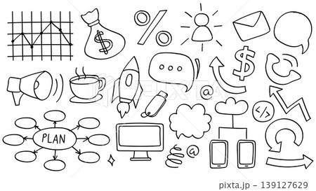 Business Strategy Doodle Line Art Bundle.Vector Illustration Business Strategy Doodle Line Art Bundle.Vector Illustration 139127629