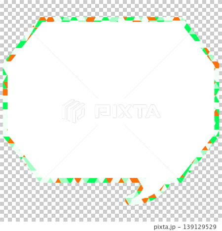Stained glass style speech bubble, triangular pattern, octagonal shape with corners Stained glass style speech bubble, triangular pattern, octagonal shape with corners 139129529