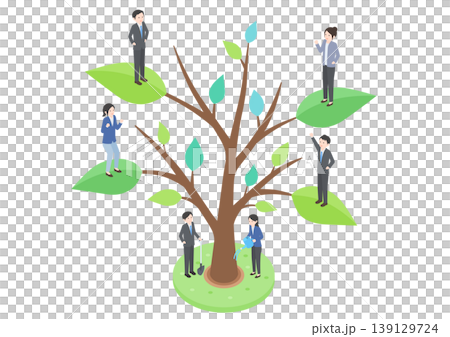 A flat design illustration that likens talent development and organizational growth in business to the growth of a tree. A flat design illustration that likens talent development and organizational growth in business to the growth of a tree. 139129724