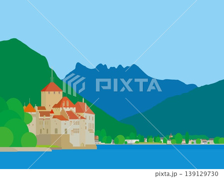 シヨン城　chateau de chillon　レマン湖　lac leman　スイス 139129730