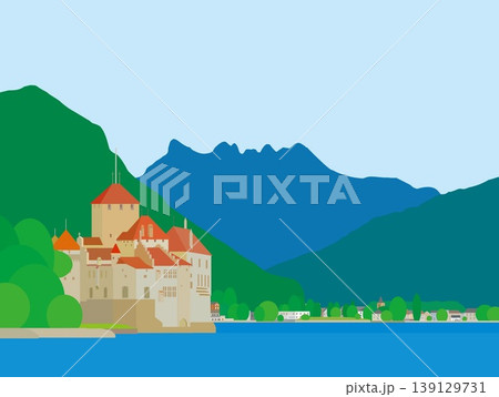 シヨン城　chateau de chillon　レマン湖　lac leman　スイス 139129731