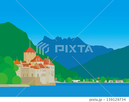 シヨン城　chateau de chillon　レマン湖　lac leman　スイス 139129734