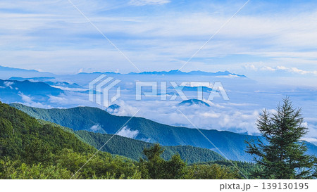 美ヶ原高原からの山々と雲海 美ヶ原高原からの山々と雲海 139130195