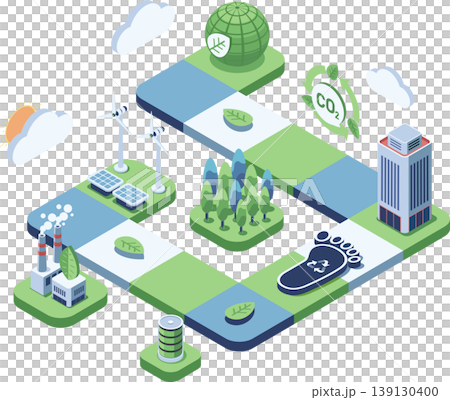 Isometric Sustainable City Plan And Carbon Neutral Strategy 139130400