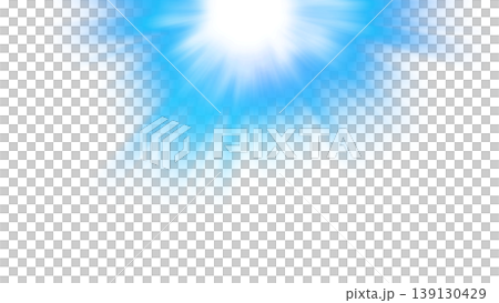 Blue sunlight rays shining from above onto a transparent background 139130429