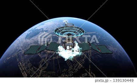 人工衛星と地球 人工衛星と地球 139130449