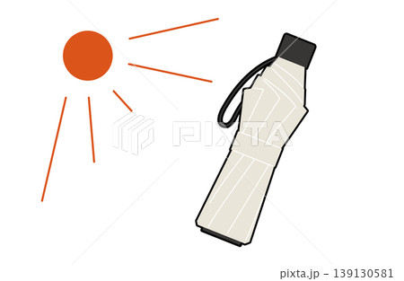 太陽と白い折り畳み日傘のイラスト 139130581