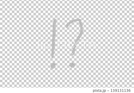 グレーの手描きビックリマークとクエスチョンマーク クレヨン風イラスト 139131136
