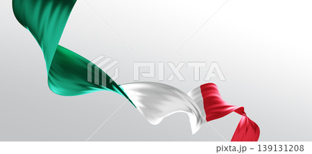 Mexican flag ribbon flowing isolated on grey background 3D render Mexican flag ribbon flowing isolated on grey background 3D render 139131208