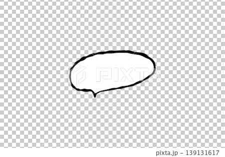 Hand-drawn style speech bubble illustration with black lines, rough oval shape. Hand-drawn style speech bubble illustration with black lines, rough oval shape. 139131617