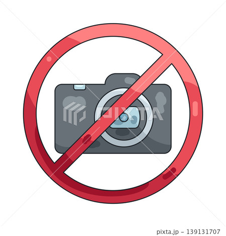 Illustration of no photography sign 139131707