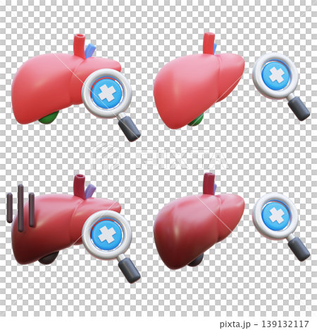 3D Liver Medical Checkup Icon with Magnifying Glass for Hepatic Diagnosis 3D Liver Medical Checkup Icon with Magnifying Glass for Hepatic Diagnosis 139132117