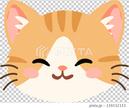 adorable orange tabby cat face illustration showing a happy expression, adorable orange tabby cat face illustration showing a happy expression, 139132153