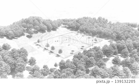 広々とした緑のドッグランと遊ぶ犬たちの風景(3DCG・イラスト) 広々とした緑のドッグランと遊ぶ犬たちの風景(3DCG・イラスト) 139132205
