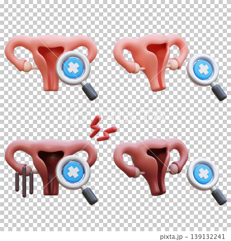 3D Uterus Medical Checkup Icon with Magnifying Glass for Gynecological Diagnosis 3D Uterus Medical Checkup Icon with Magnifying Glass for Gynecological Diagnosis 139132241