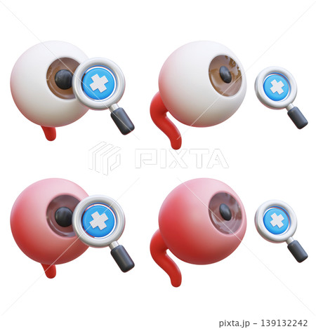 3D Eye Health Checkup Icon with Magnifying Glass for Ophthalmological Diagnosis 3D Eye Health Checkup Icon with Magnifying Glass for Ophthalmological Diagnosis 139132242