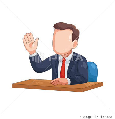 Illustration of businessman raising hand Illustration of businessman raising hand 139132388