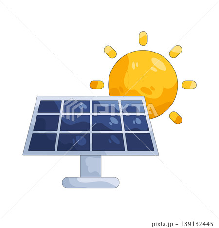 Illustration of sun with solar panel Illustration of sun with solar panel 139132445