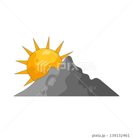 Illustration of sun with mountain Illustration of sun with mountain 139132461