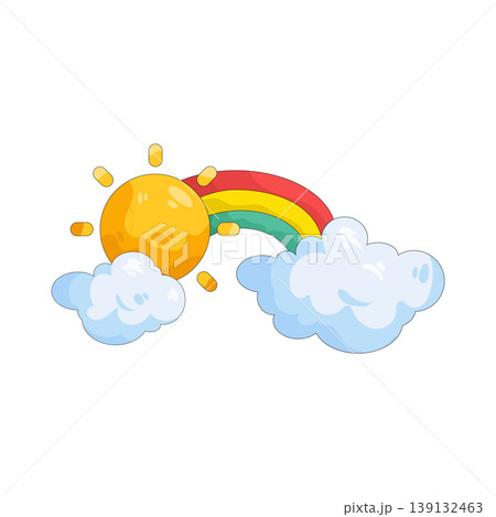 Illustration of sun with rainbow Illustration of sun with rainbow 139132463