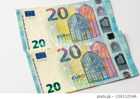 Euro banknotes close-up. 20 euro close-up. (currency of the European Union). Euro banknotes close-up. 20 euro close-up. (currency of the European Union). 139132546