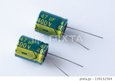 Isolated capacitor, used in electronic device. Electronic parts concept Isolated capacitor, used in electronic device. Electronic parts concept 139132564