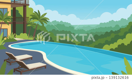 Sunset Deck Bali Resort Flat Design Illustration Sunset Deck Bali Resort Flat Design Illustration 139132616