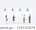 応募書類や履歴書を見ながら選考を行う企業の採用担当者達 139132674