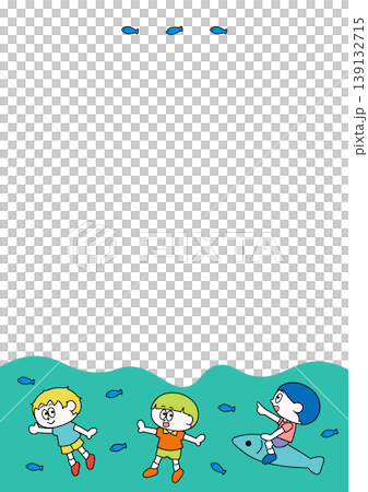 Cute illustration of a boy (sea, fish, and boy) Cute illustration of a boy (sea, fish, and boy) 139132715