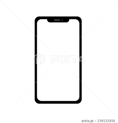 スマートフォンのシンプルなモノクロベクターアイコン素材 ノッチ付きスマホの線画イラスト スマートフォンのシンプルなモノクロベクターアイコン素材 ノッチ付きスマホの線画イラスト 139132850