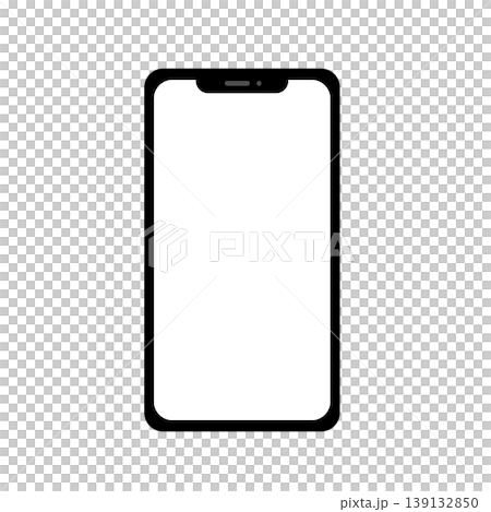 スマートフォンのシンプルなモノクロベクターアイコン素材 ノッチ付きスマホの線画イラスト スマートフォンのシンプルなモノクロベクターアイコン素材 ノッチ付きスマホの線画イラスト 139132850