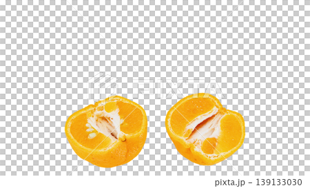 Mandarin orange cut cross-section macro with transparent background Mandarin orange cut cross-section macro with transparent background 139133030