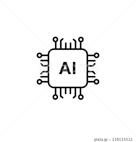 AI chip line icon technology circuit board with glowing core flat vector illustration AI chip line icon technology circuit board with glowing core flat vector illustration 139133512