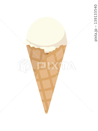 ワッフルコーンのバニラのアイスクリームのベクターイラスト 139133540