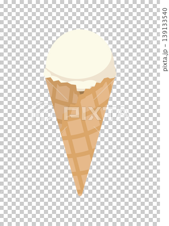 ワッフルコーンのバニラのアイスクリームのベクターイラスト 139133540