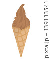 ワッフルコーンのチョコのソフトクリームのベクターイラスト 139133541