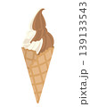 ワッフルコーンのチョコとバニラのミックスソフトクリームのベクターイラスト 139133543