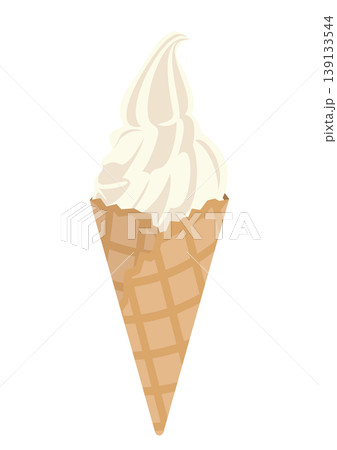 ワッフルコーンのバニラのソフトクリームのベクターイラスト 139133544