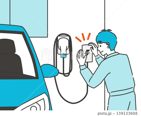 自宅にEV充電設備を取り付けるイラスト 自宅にEV充電設備を取り付けるイラスト 139133608