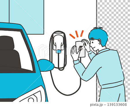 自宅にEV充電設備を取り付けるイラスト 自宅にEV充電設備を取り付けるイラスト 139133608
