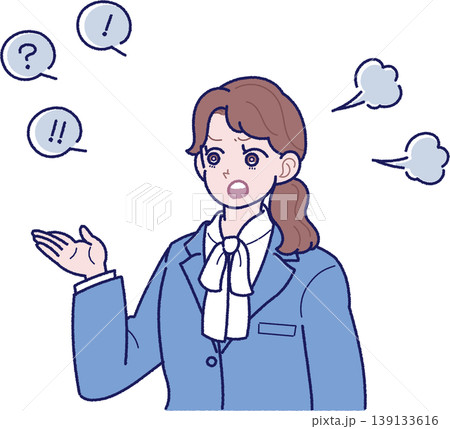怒って抗議しているスーツ姿の若い女性のイラスト 139133616