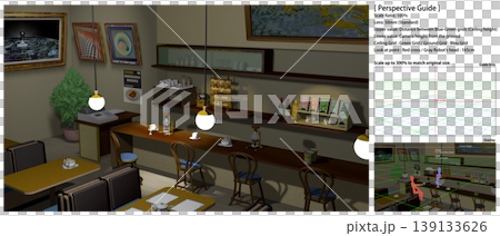A retro coffee shop scene that can be used as a background for anime (includes perspective guide data that is convenient for adding characters). A retro coffee shop scene that can be used as a background for anime (includes perspective guide data that is convenient for adding characters). 139133626