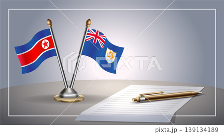 Small national flag of North Korea and Anguilla flag Relation, Template Vector Illustration 139134189