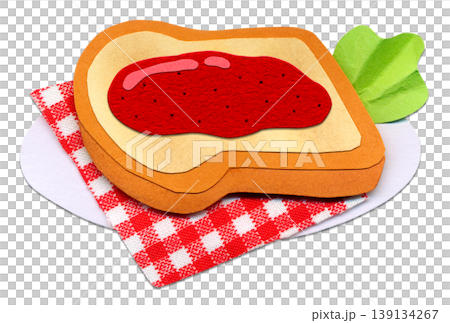 いちごジャムトーストの貼り絵イラスト 朝食モーニングの食べ物素材  139134267