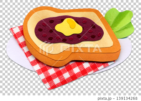 あんバタートーストの貼り絵イラスト 名古屋モーニング風の食べ物素材 あんバタートーストの貼り絵イラスト 名古屋モーニング風の食べ物素材 139134268